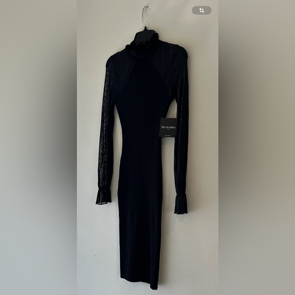 Dylan Ryan Elegant Black Sheer Sleeve Dress - Picture 2 of 5